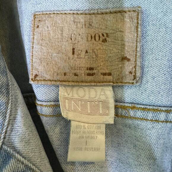 The London Jean MODA INT’L Vintage Denim Jacket Large Light Wash Oversized - Picture 6 of 9